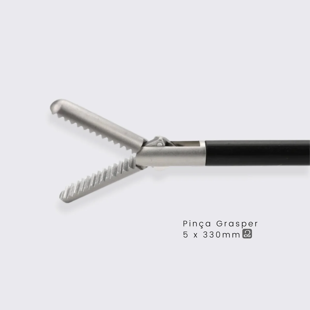 Pinça Grasper Fenestrada 5mm — Pinça Grasper — detalhe da ponta fenestrada